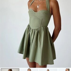 Lyle mini dress sage Princess Polly